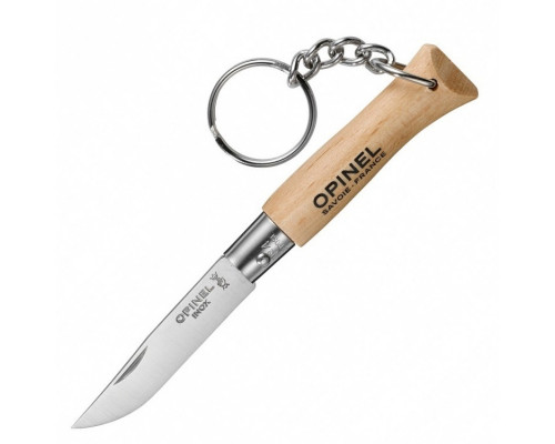 Нож-брелок Opinel №4, нержавеющая сталь, рукоять бук