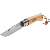 Нож Opinel №8, нержавеющая сталь, рукоять бук с кожаным темляком Нож Opinel №8, нержавеющая сталь, рукоять бук с кожаным темляком